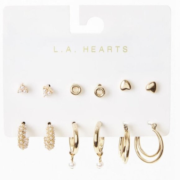 La Hearts Jewelry - LA Hearts 6 Pack Pearl Earrings